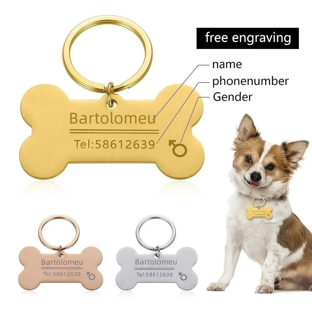 Personalized Engraved Cat Dog Pet ID Tag Dogs Anti-lost Collar Charm Engraving Pet Name Collar for Puppy Cats Collar Accessories - Pupeazy