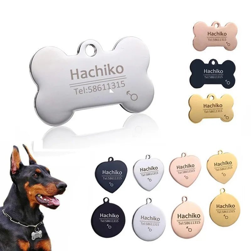 Personalized Engraved Cat Dog Pet ID Tag Dogs Anti-lost Collar Charm Engraving Pet Name Collar for Puppy Cats Collar Accessories - Pupeazy