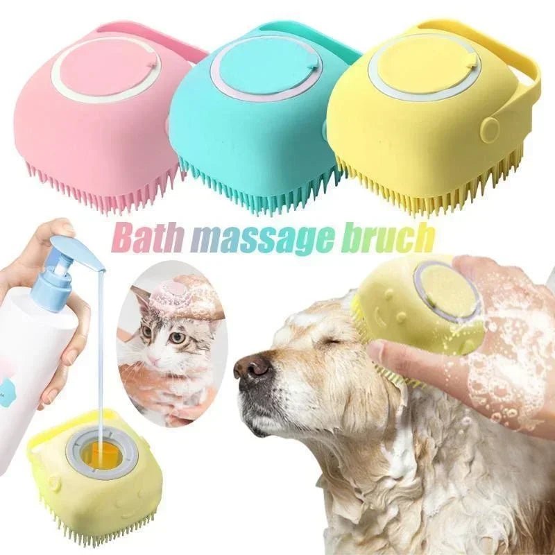 Pet Bathing Brush Soft Silicone Massager Shower Gel Bathing Brush Clean Tools Comb Dog Cat Cleaning Grooming Supplies - Pupeazy