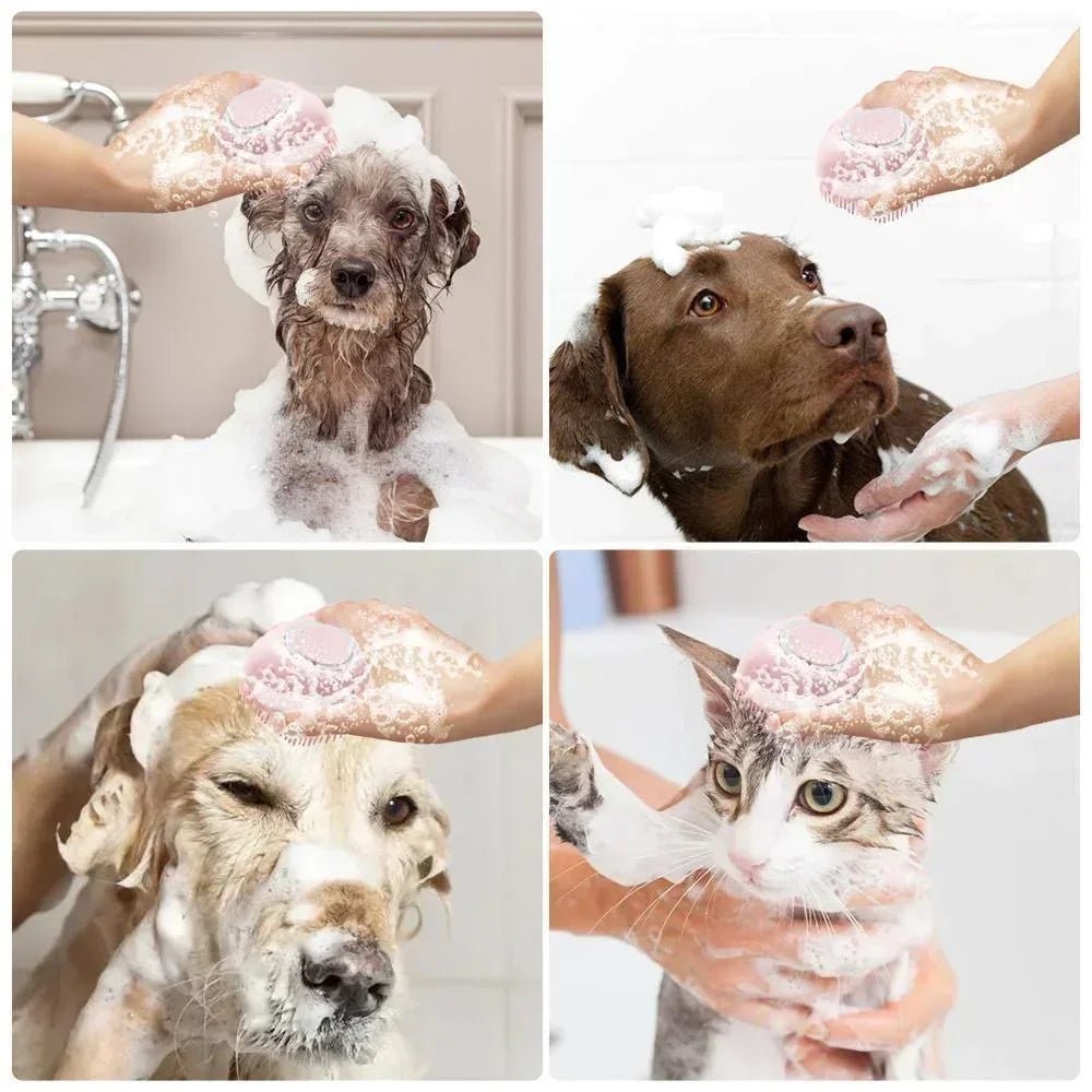 Pet Bathing Brush Soft Silicone Massager Shower Gel Bathing Brush Clean Tools Comb Dog Cat Cleaning Grooming Supplies - Pupeazy